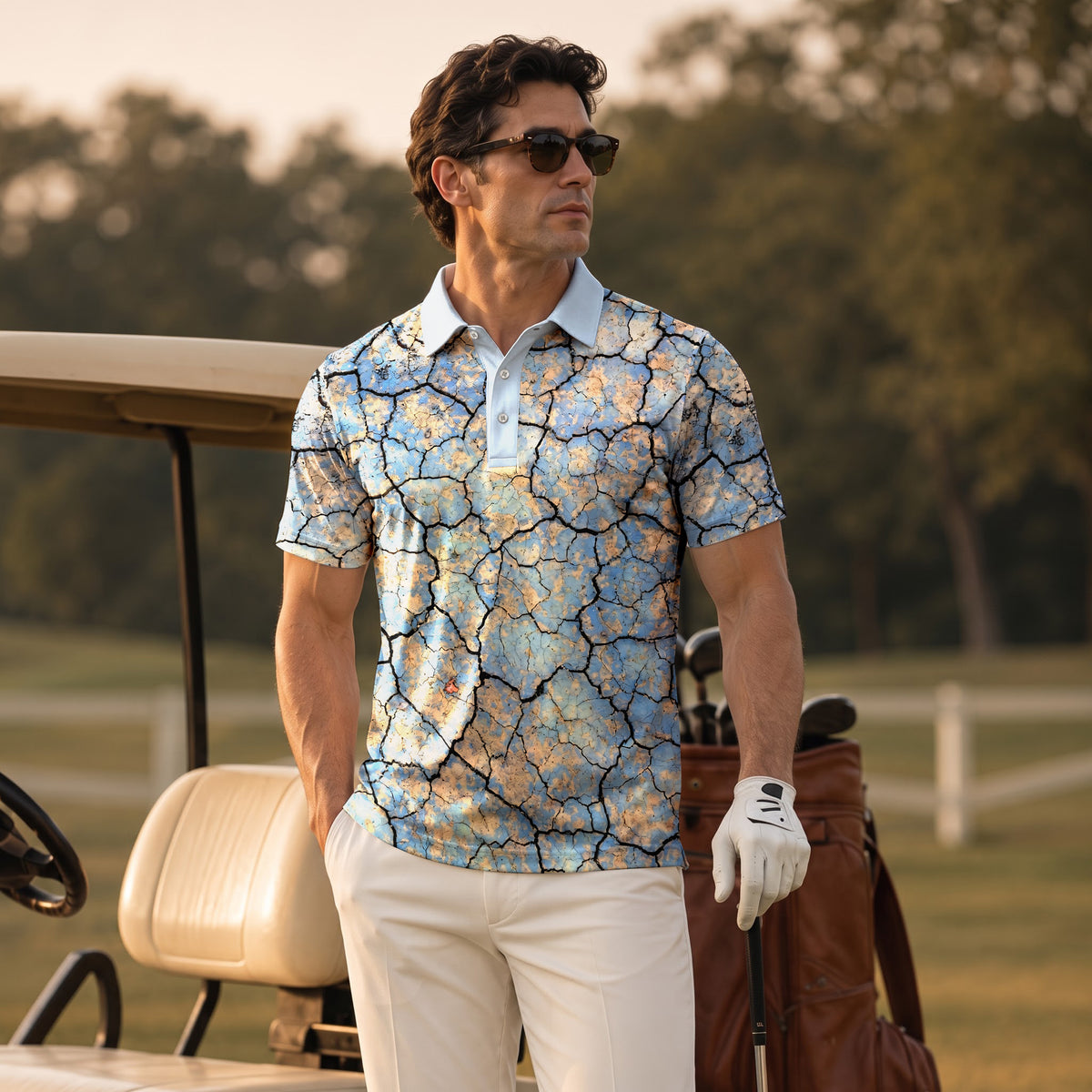 Surface Crack Men Polo Shirt