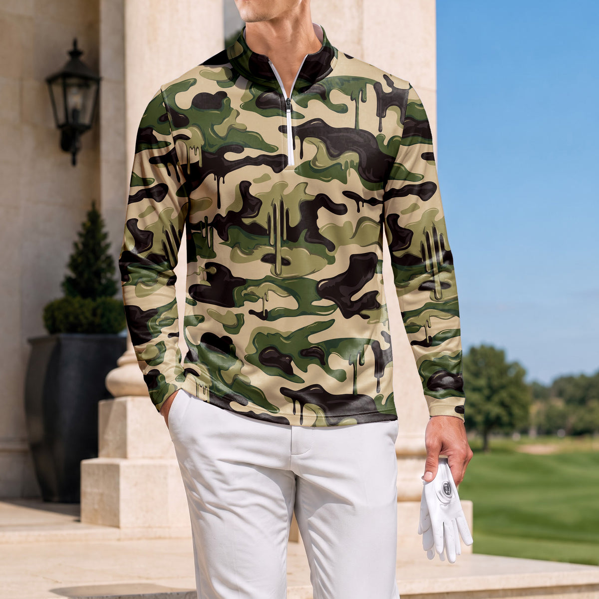 Camo Paint Men Quarter-zip Pullover