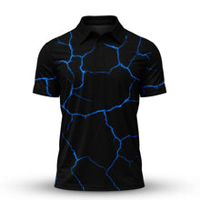 Black Blue Cracks Men Polo Shirt