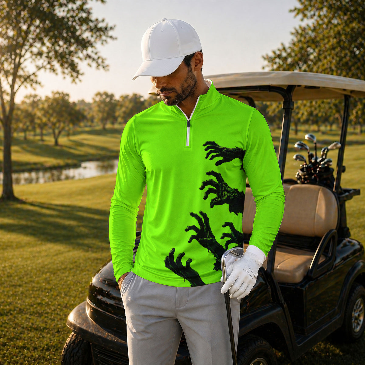 Halloween Zoombie Hands Men Quarter-zip Pullover