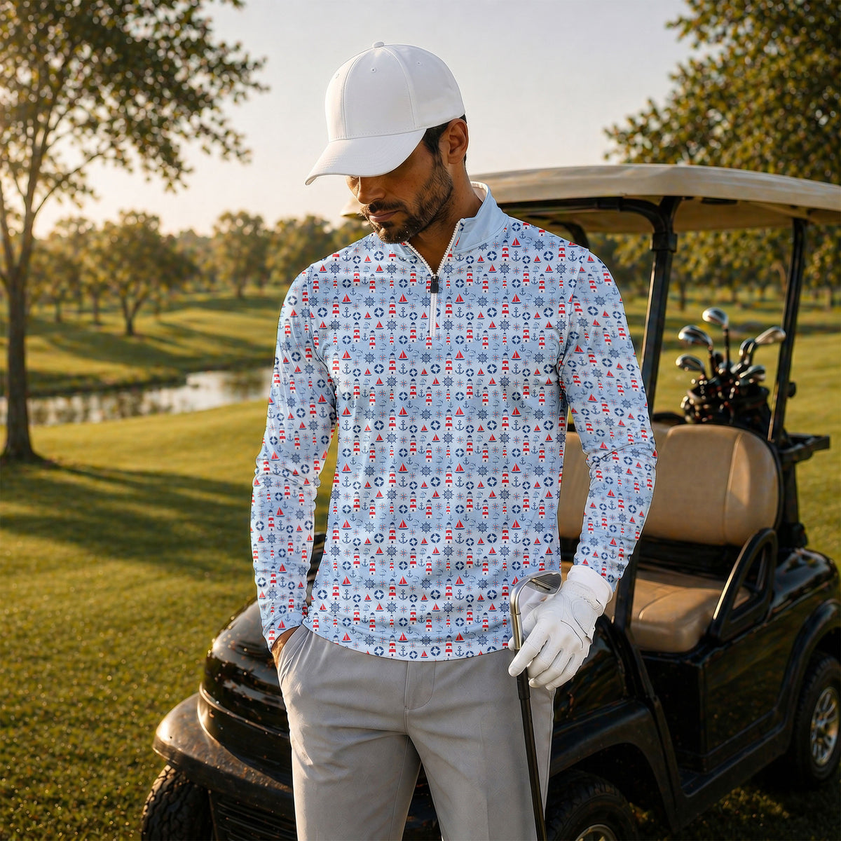 The Sea Blue Red Men Quarter-zip Pullover