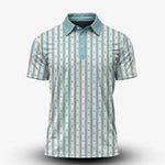 Cyan Anchor Striped Men Polo Shirt
