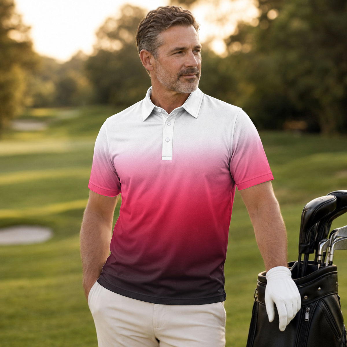 Ombre White Wine Color Men Polo Shirt