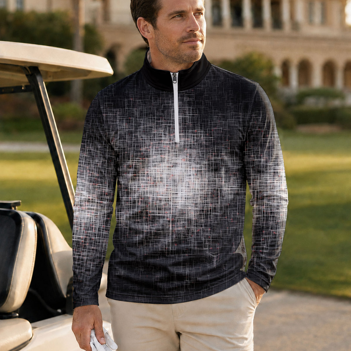 B&W Light In The Dark Men Quarter-zip Pullover