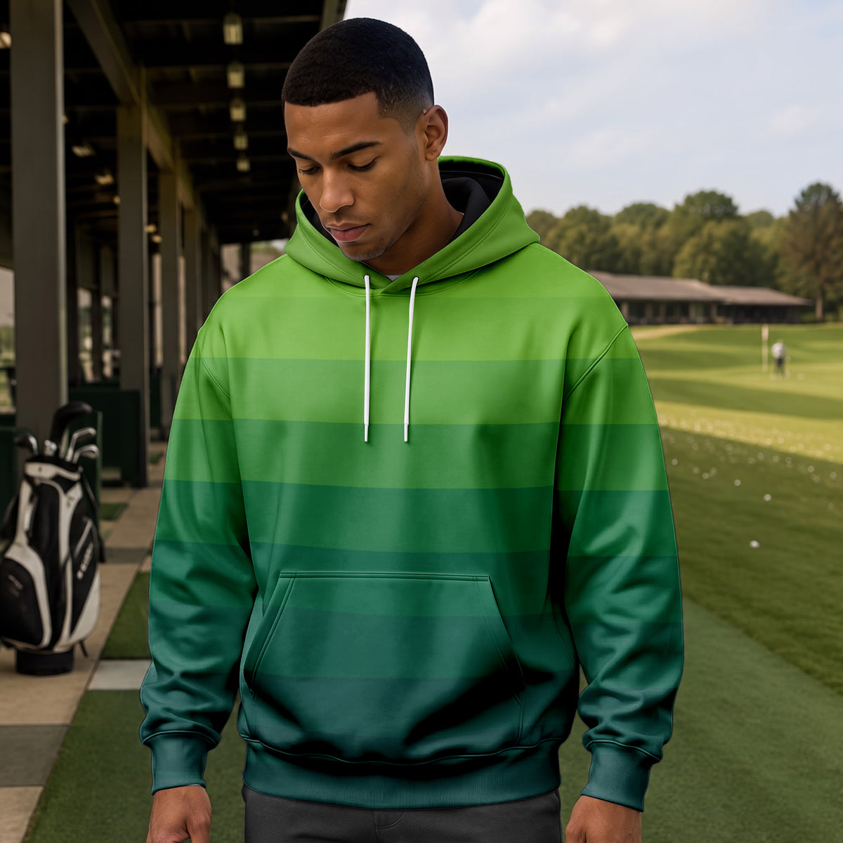 Horizontal Lines Gradient Men Hoodie