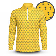 Yellow And Blue 2027 Trophy Pattern Men Quarter-zip Pullover