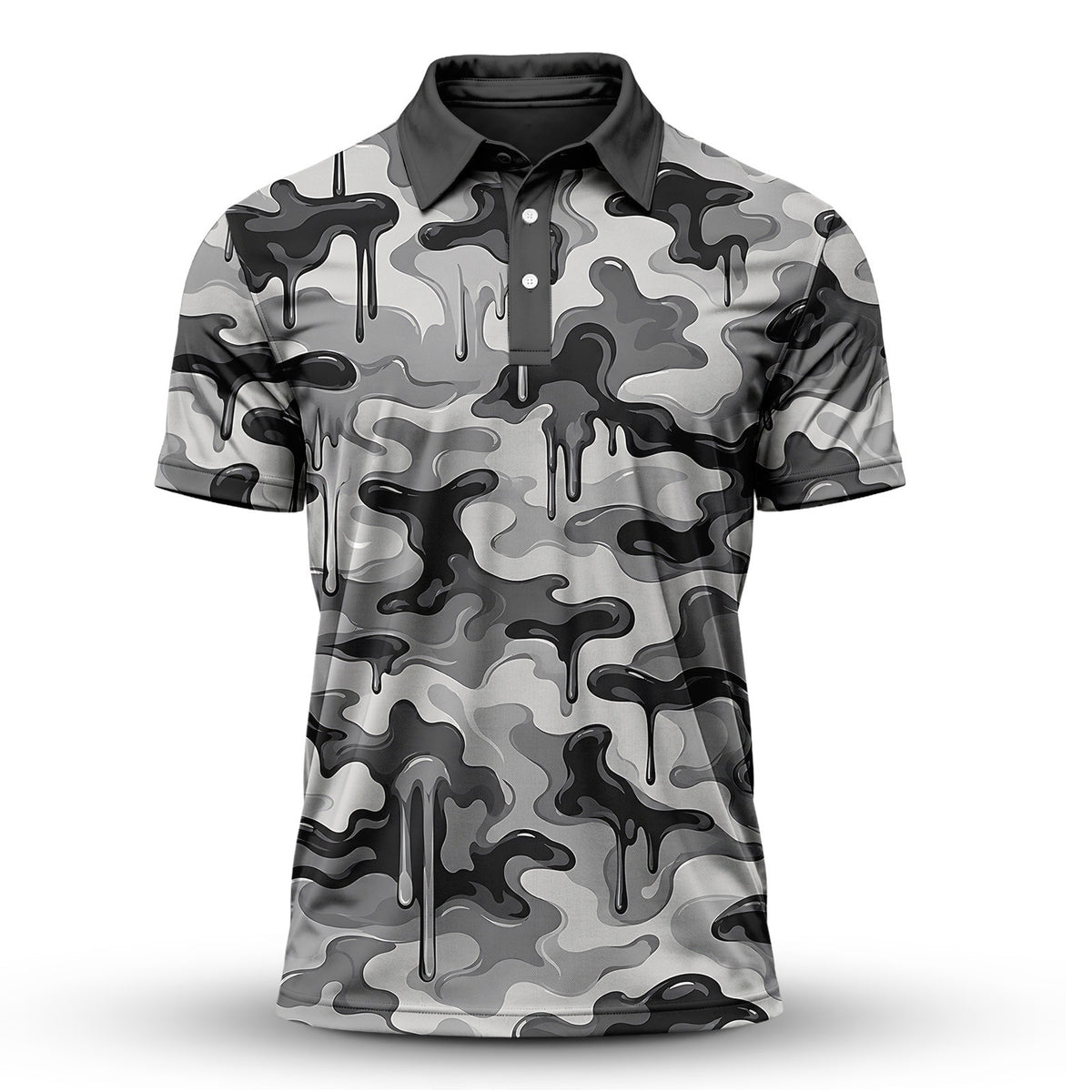 Grey Camo Paint 2027 Men Polo Shirt