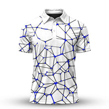 White Blue Net Men Polo Shirt