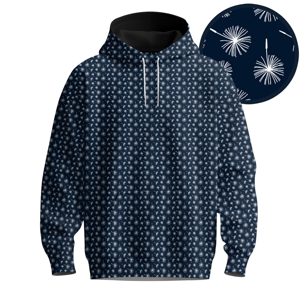 Blue White 2026 Dandelion Pattern Men Hoodie