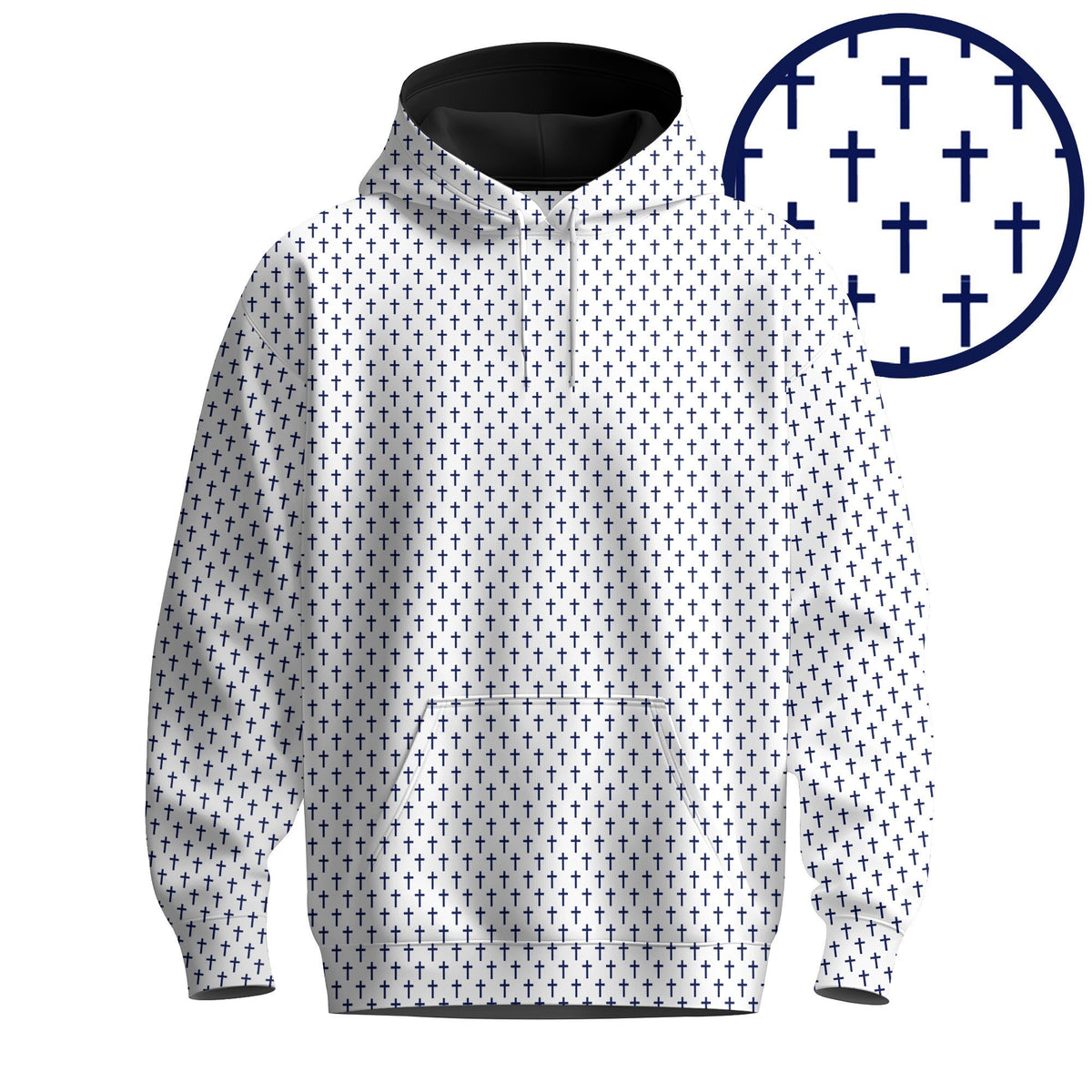 White Blue Cross 2026 Pattern Men Hoodie