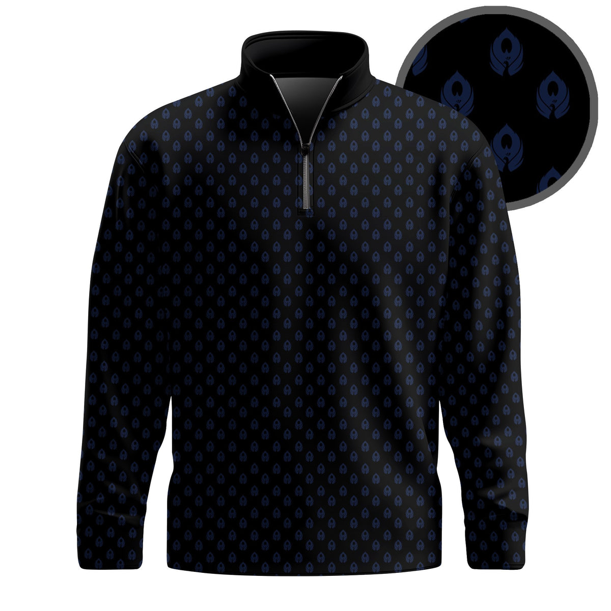 Black Peacock Pattern 2026 Men Quarter-zip Pullover
