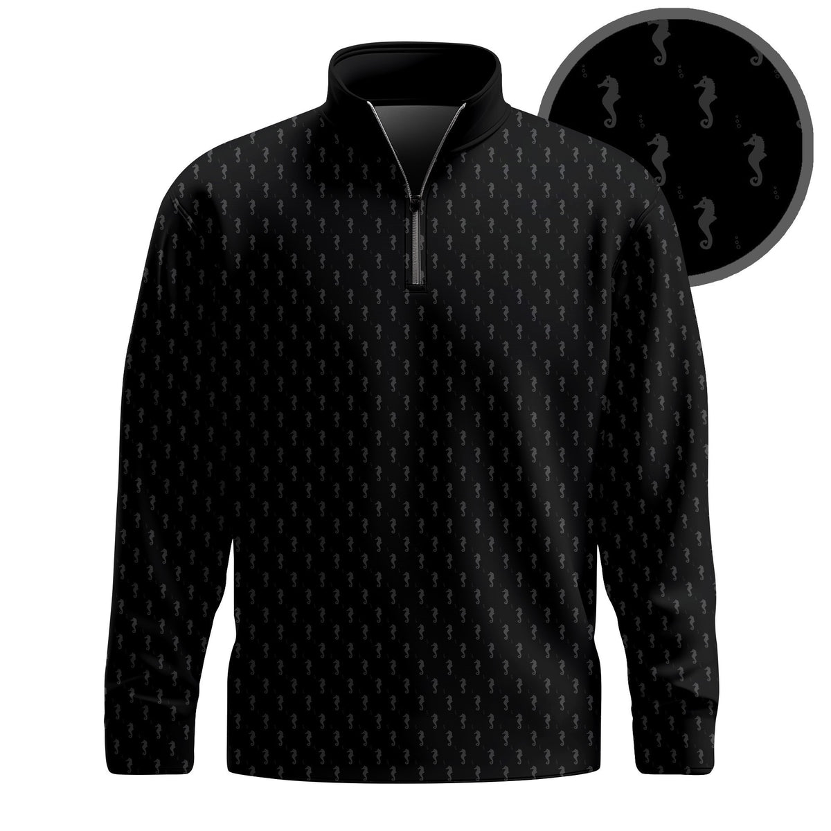 Black Seahorse Men Quarter-zip Pullover