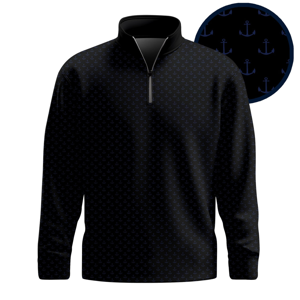 Black Blue Anchor 2026 Men Quarter-zip Pullover