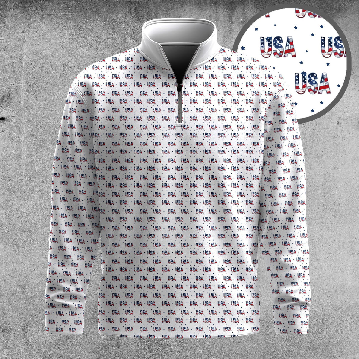 2026 USA Texture Pattern Men Quarter-zip Pullover