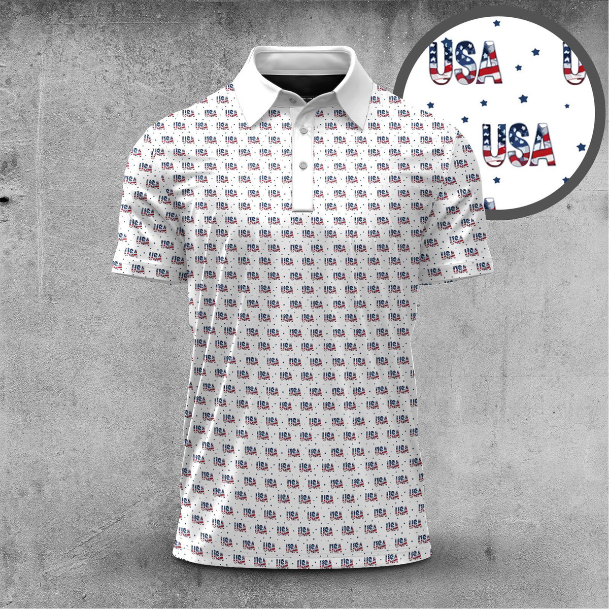 2026 USA Texture Pattern Men Polo Shirt
