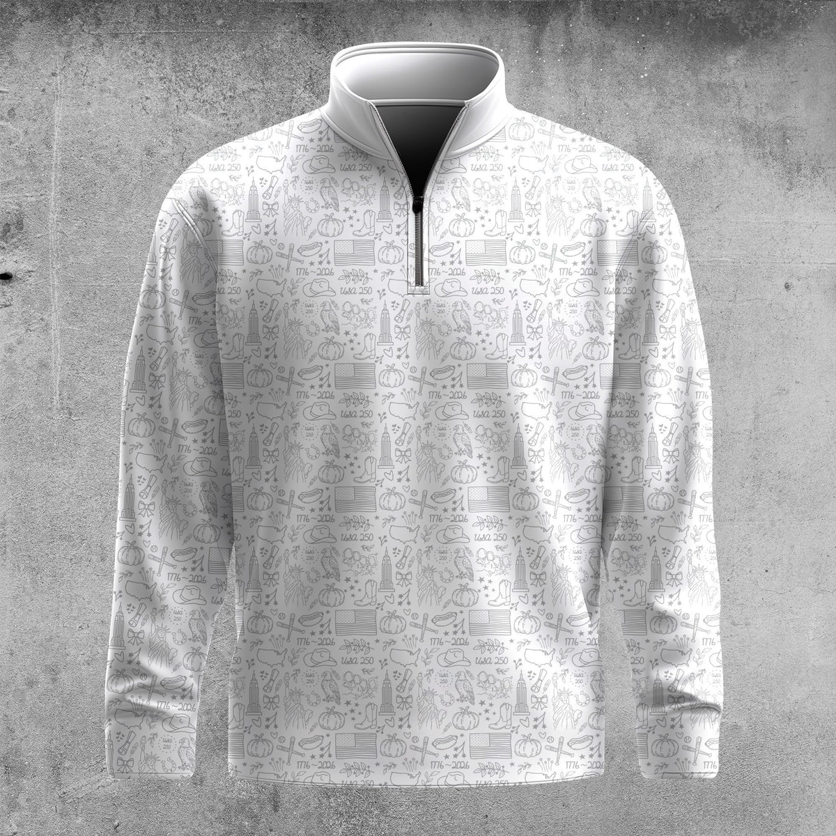 White America 250 Years Anniversary Pattern Men Quarter-zip Pullover