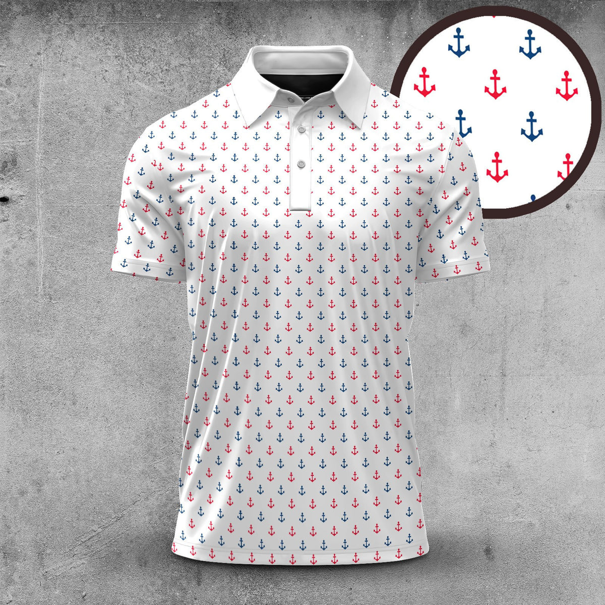 Red Blue Anchor Ryder Cup Men Polo Shirt