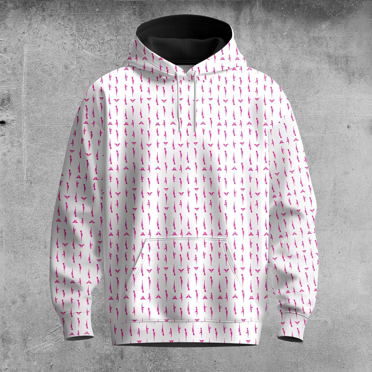 Pink Gun Pattern Men Hoodie