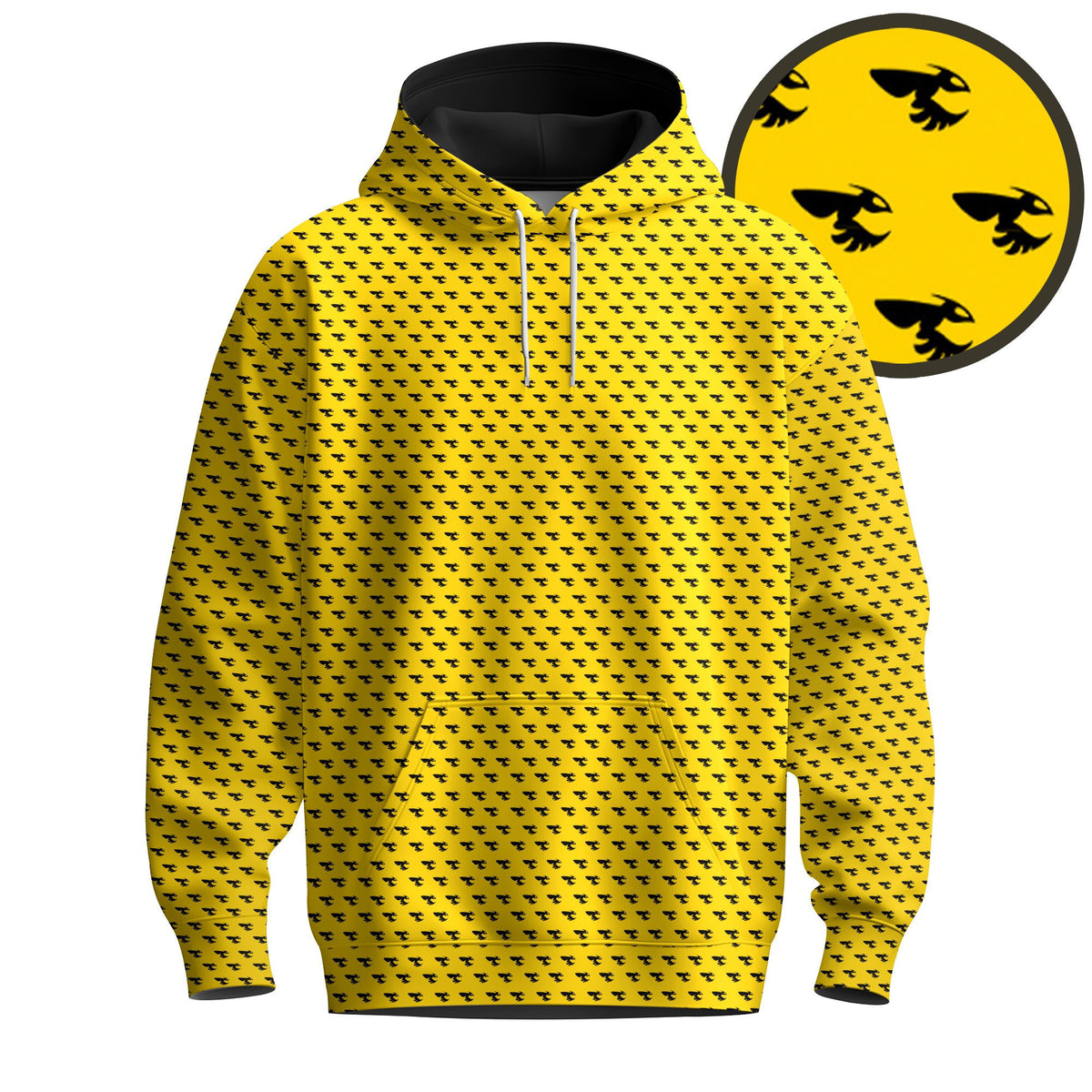 Black Yellow Bee Pattern 2026 Men Hoodie