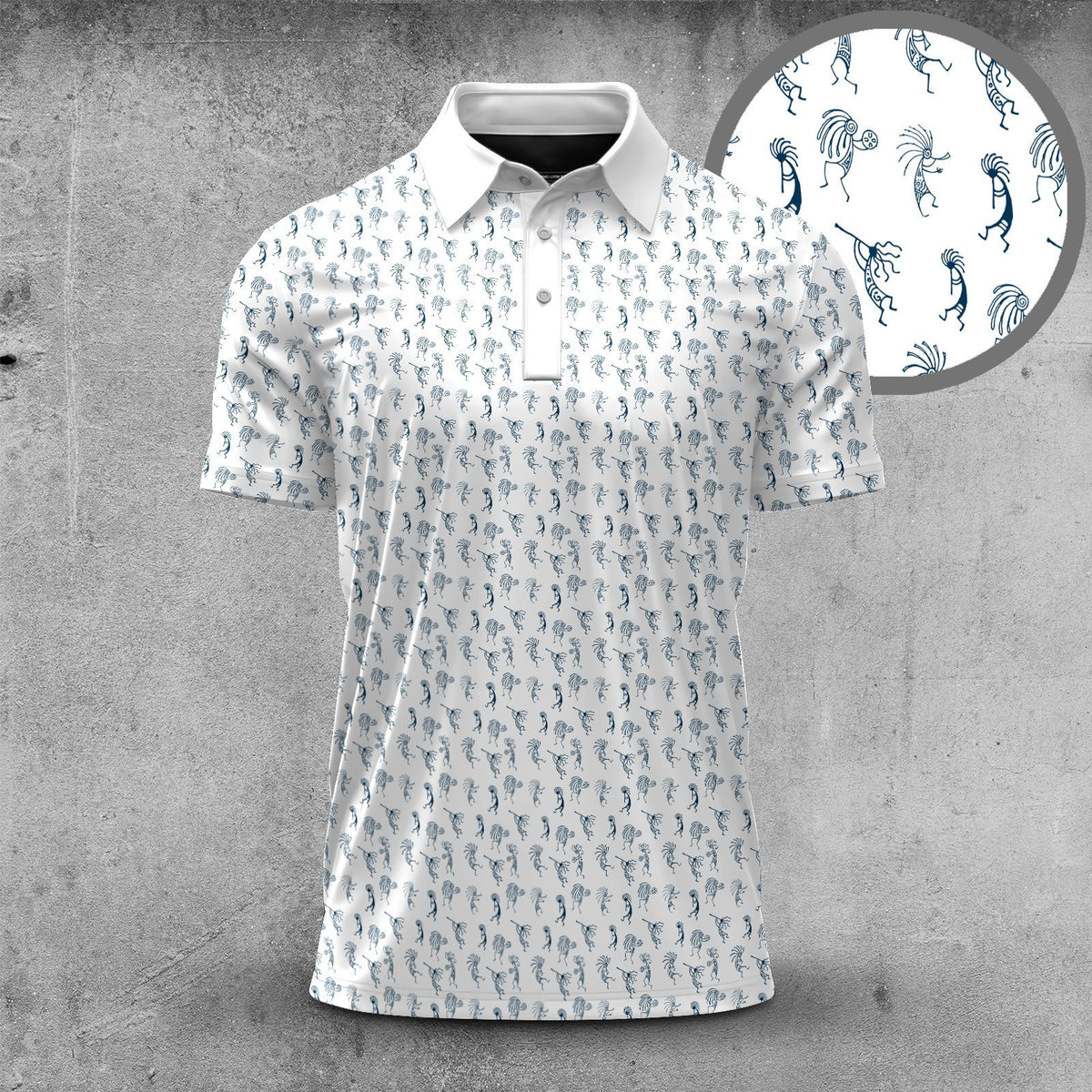 Tribal Blue Pattern Men Polo Shirt