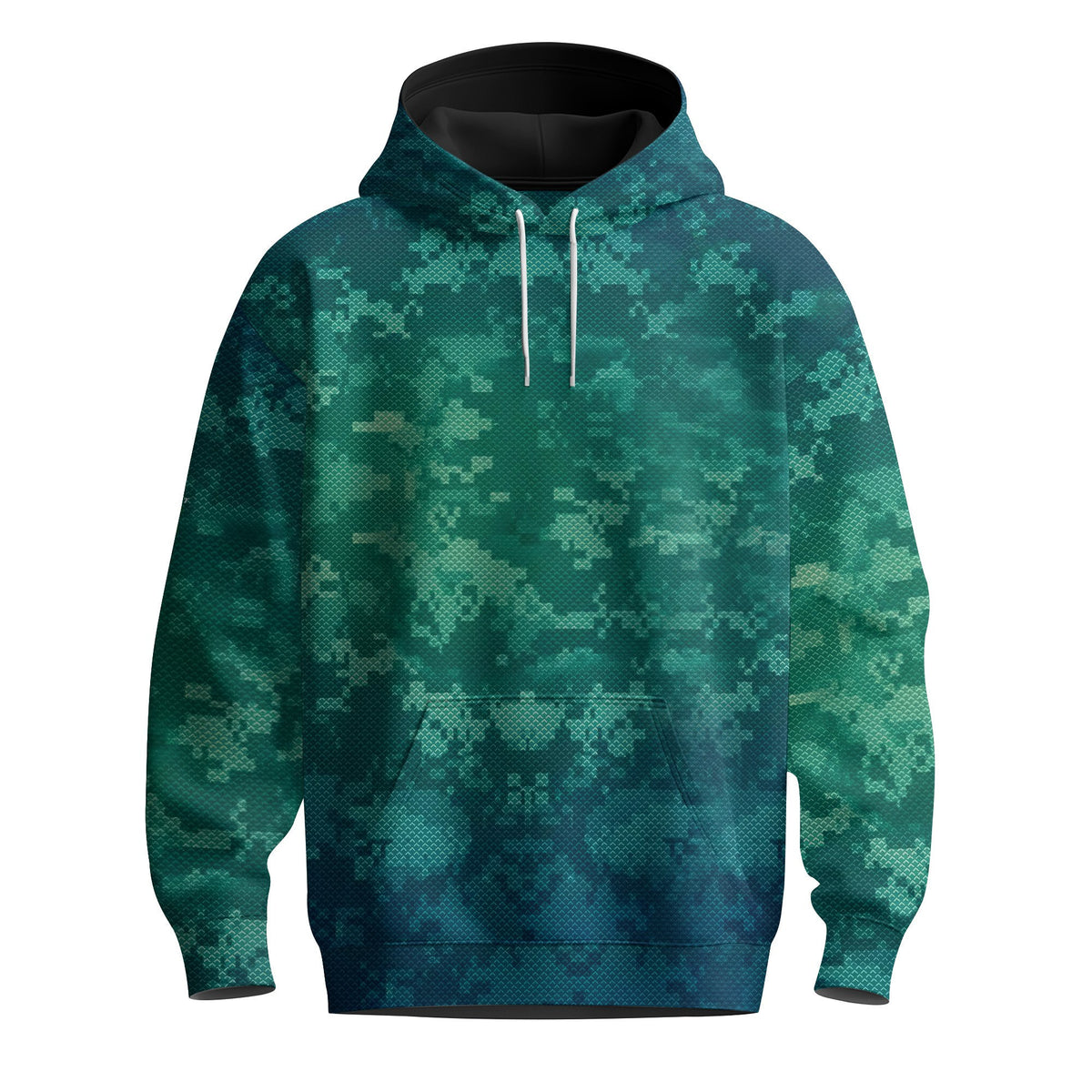 Green Pixel Camo Men Hoodie