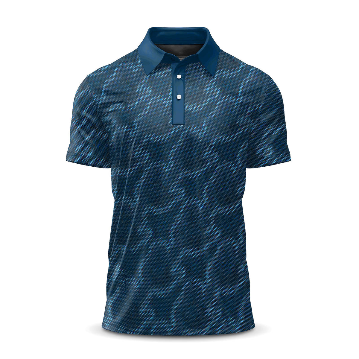 Blue Material Pattern Men Polo Shirt