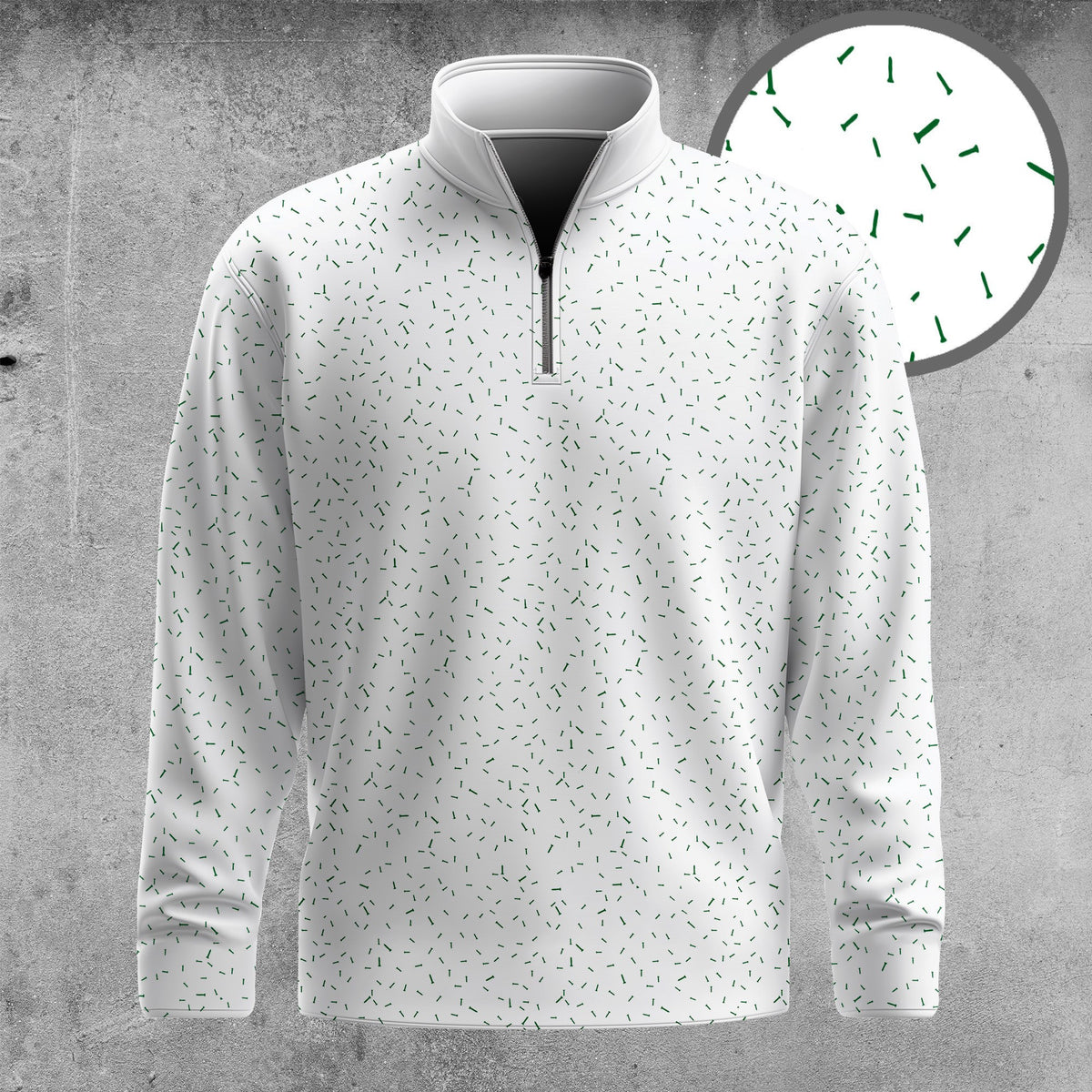 Green Tee Pattern Men Quarter-zip Pullover