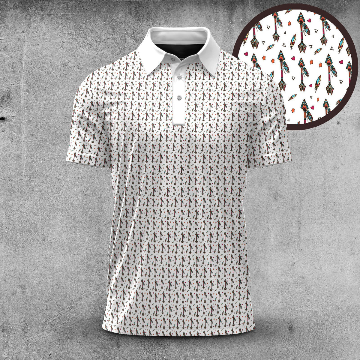 Tribal Arrow Seamless Pattern Men Polo Shirt