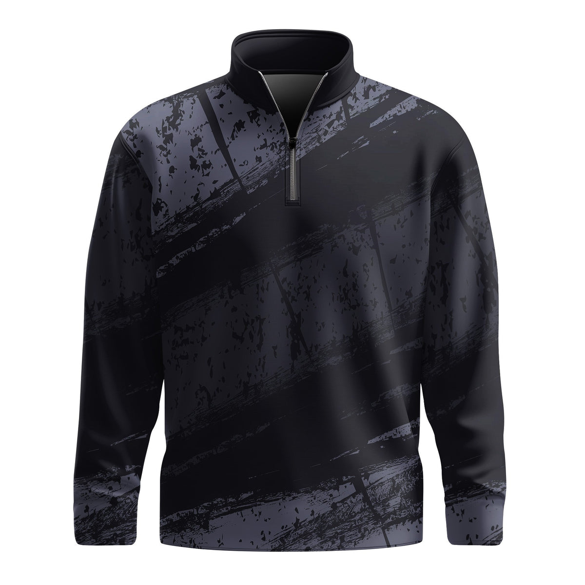 Black Sporty Paint Men Quarter-zip Pullover