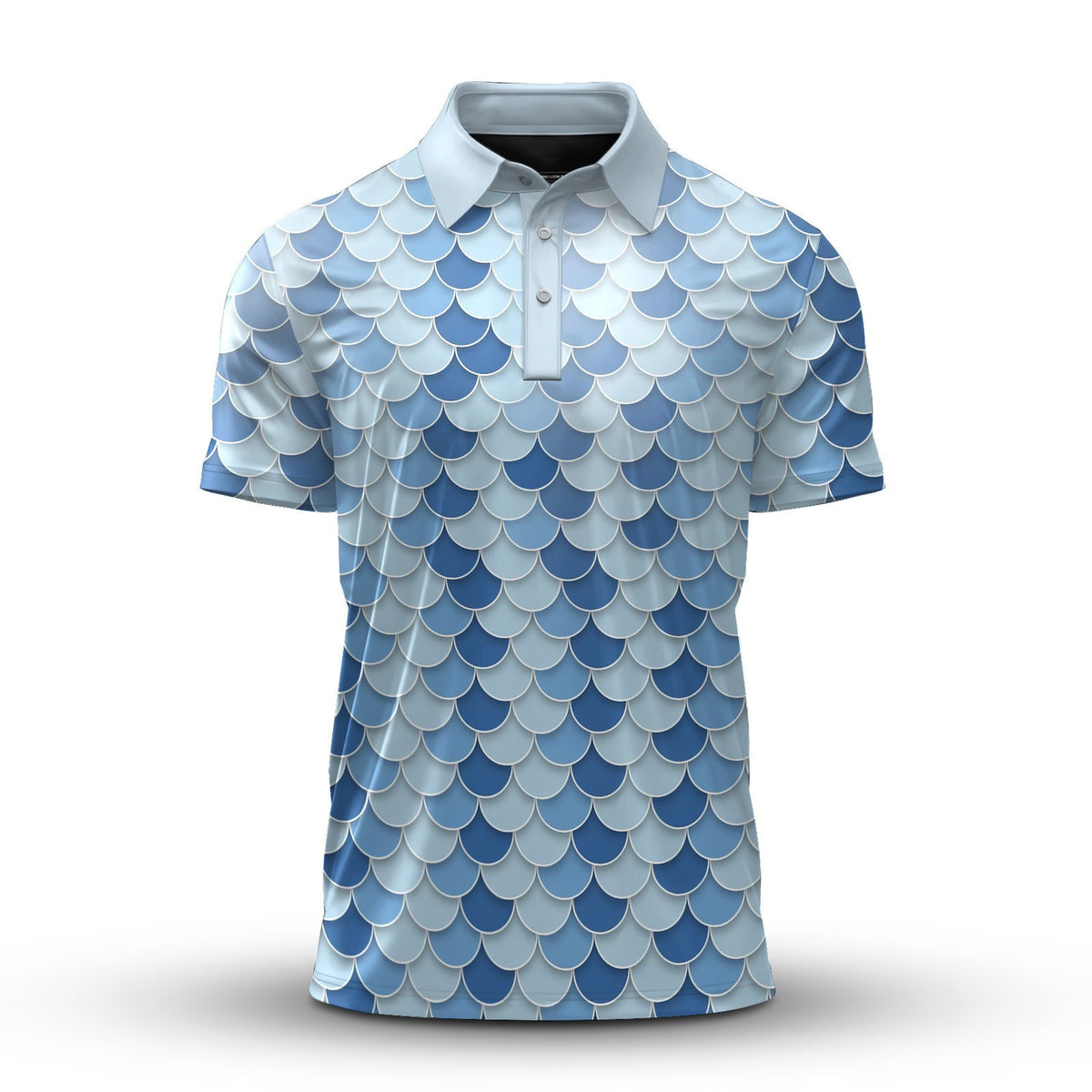 Fish Scales Pattern Men Polo Shirt