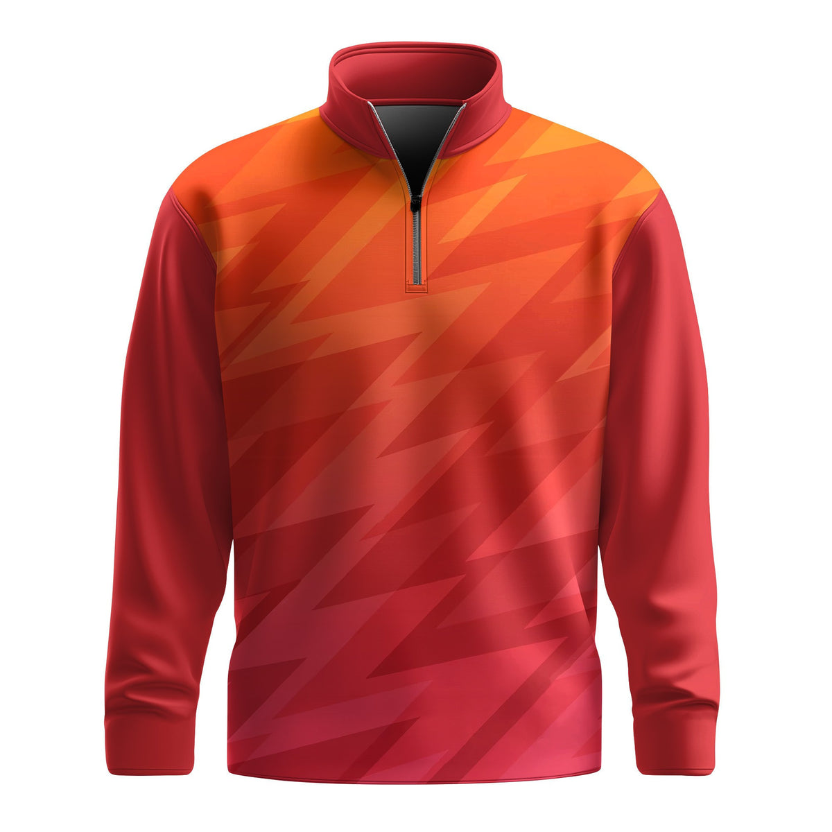 Orange Thunder Sporty Men Quarter-Zip Pullover