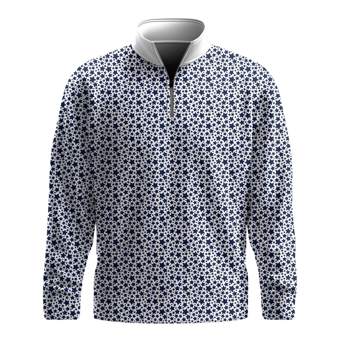 Blue Star Pattern Men Quarter-zip Pullover