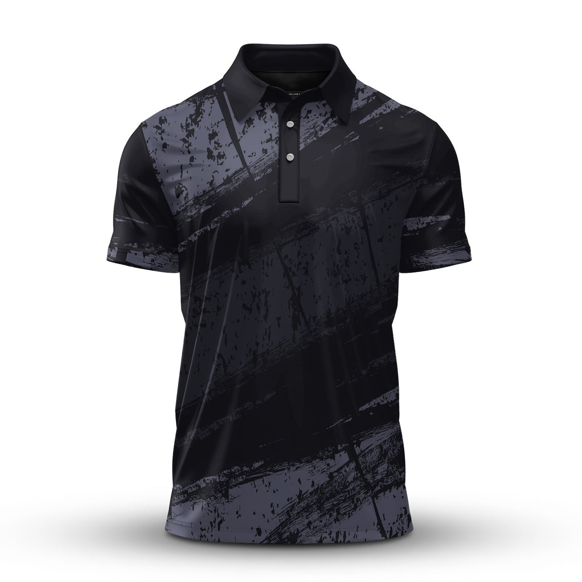 Black Sporty Paint Men Polo Shirt