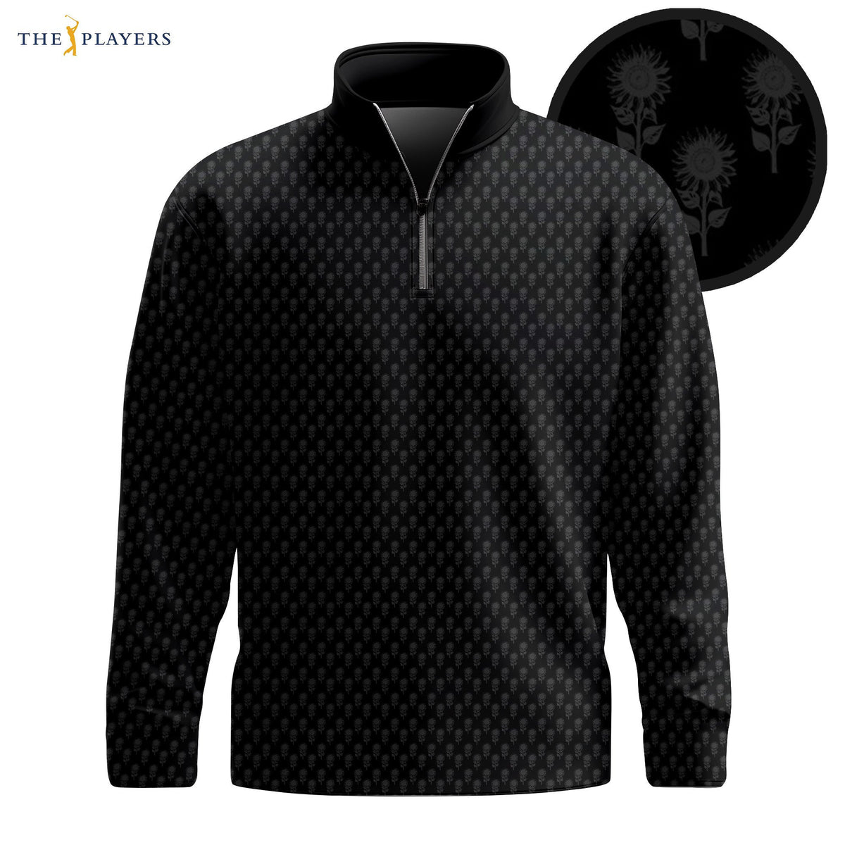 Black Sunflowers Pattern The Players Men Quarter-zip Pullover