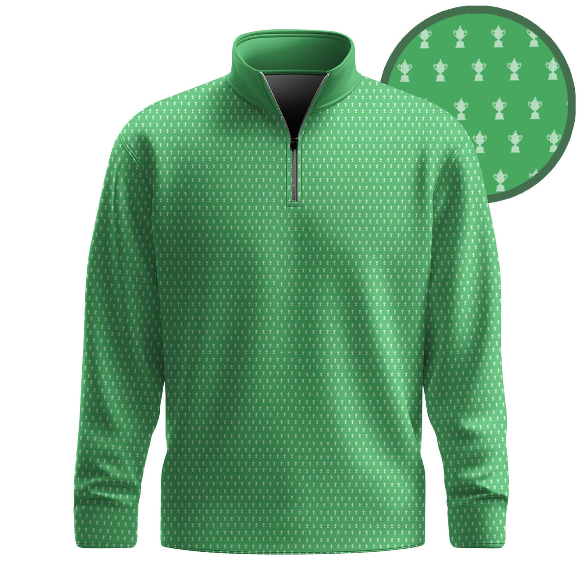2026 Trophy Pattern Green Men Quarter-zip Pullover