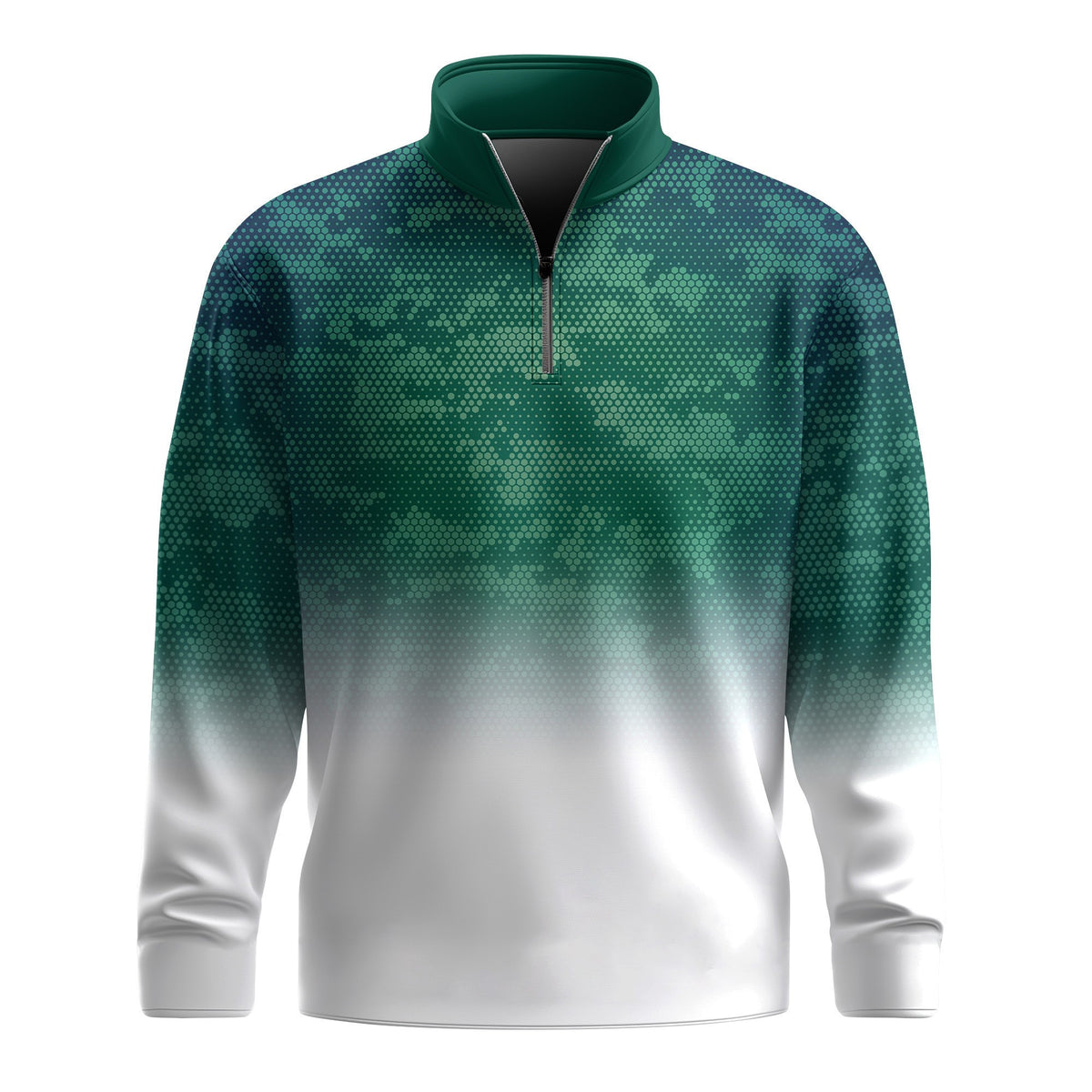 Green Half Camo Men Quarter-zip Pullover