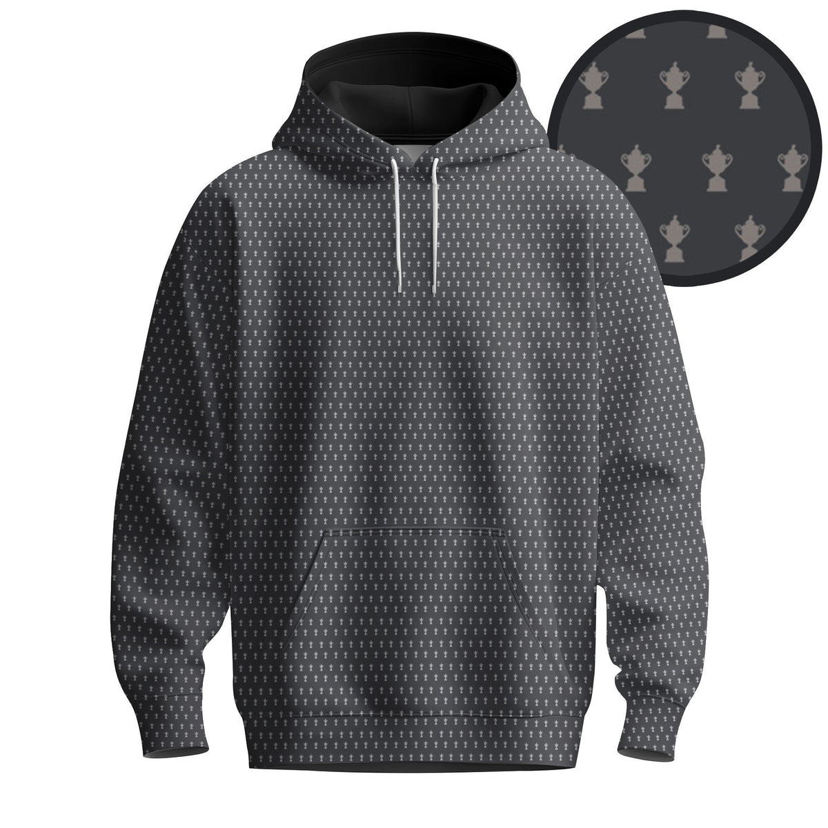 2026 Trophy Pattern Dark Grey Men Hoodie