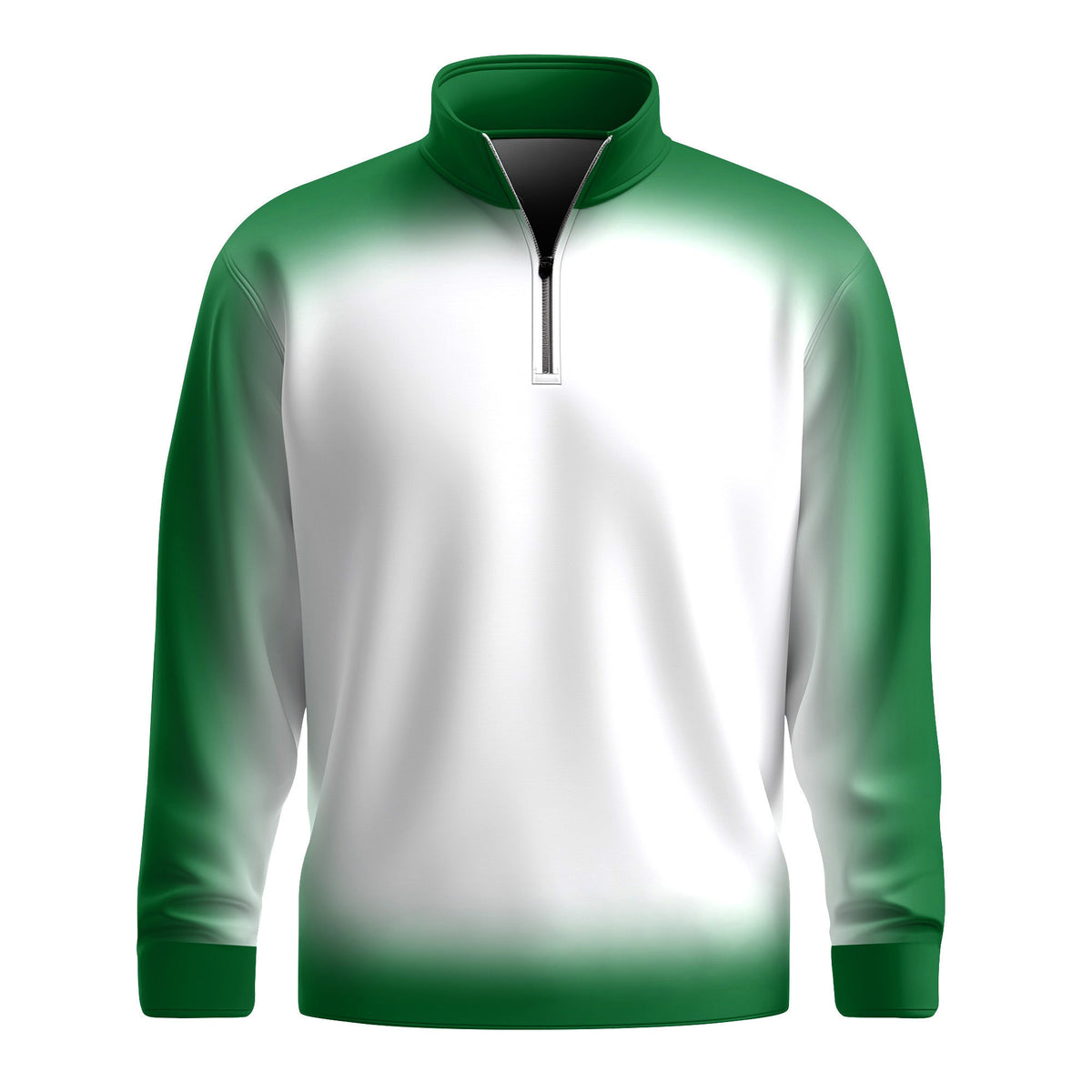 Gradient Green And White Men Quarter-zip Pullover