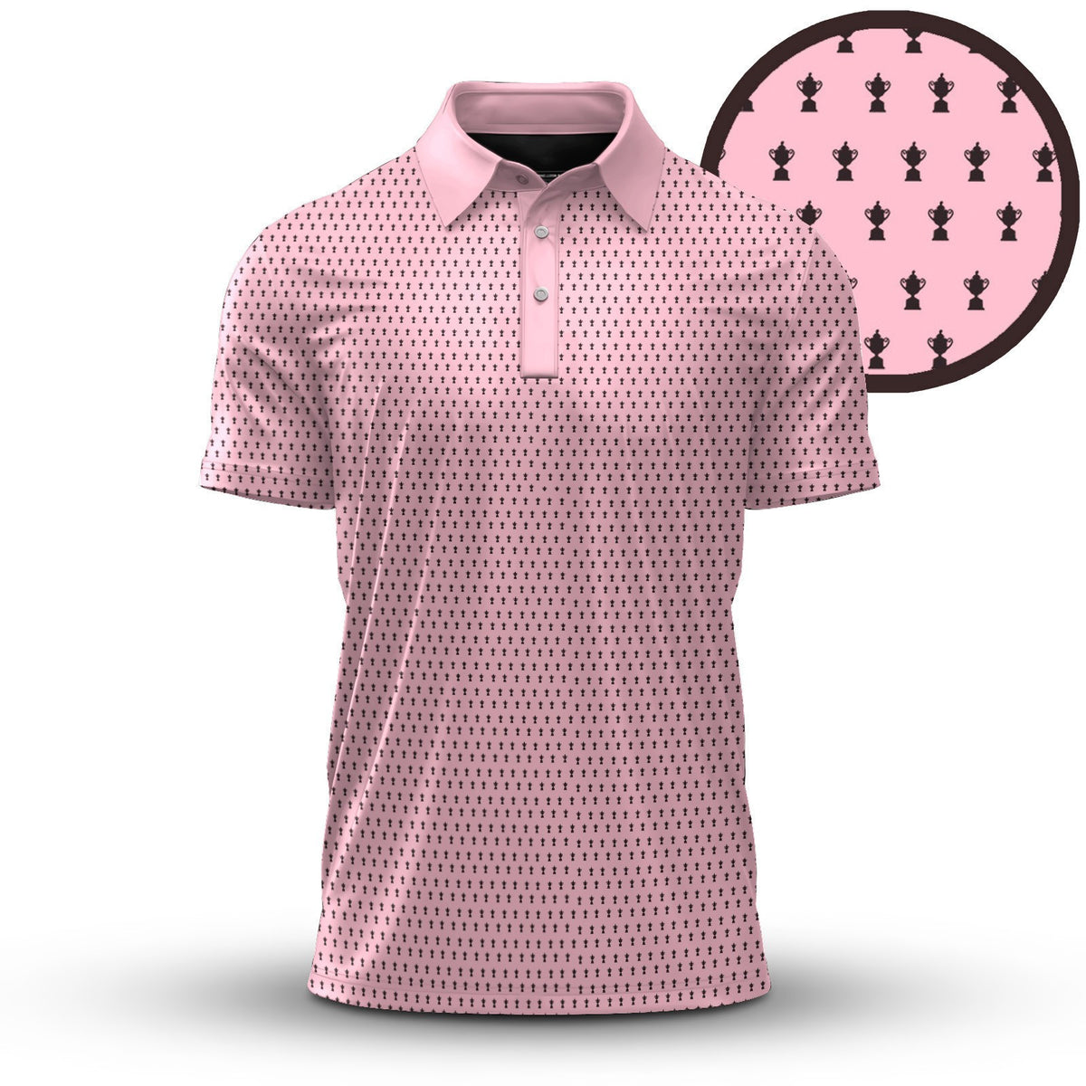 2026 Trophy Pattern Pink Men Polo Shirt