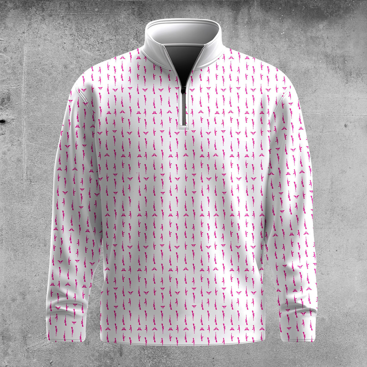 Pink Gun Pattern Men Quarter-zip Pullover