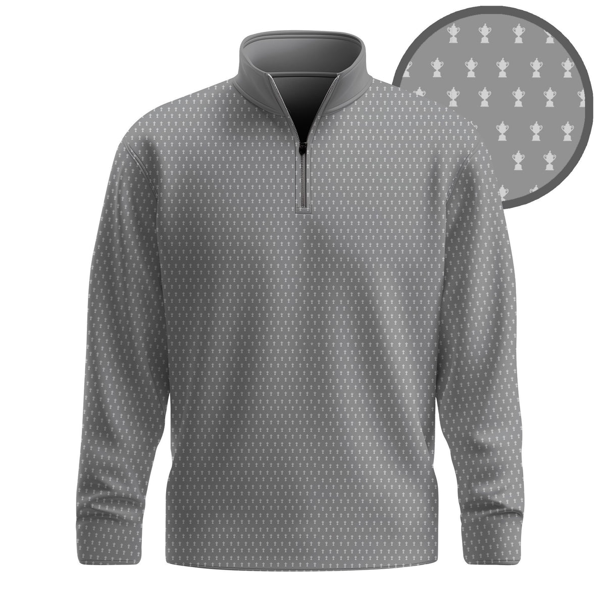 2026 Trophy Pattern Grey Men Quarter-zip Pullover