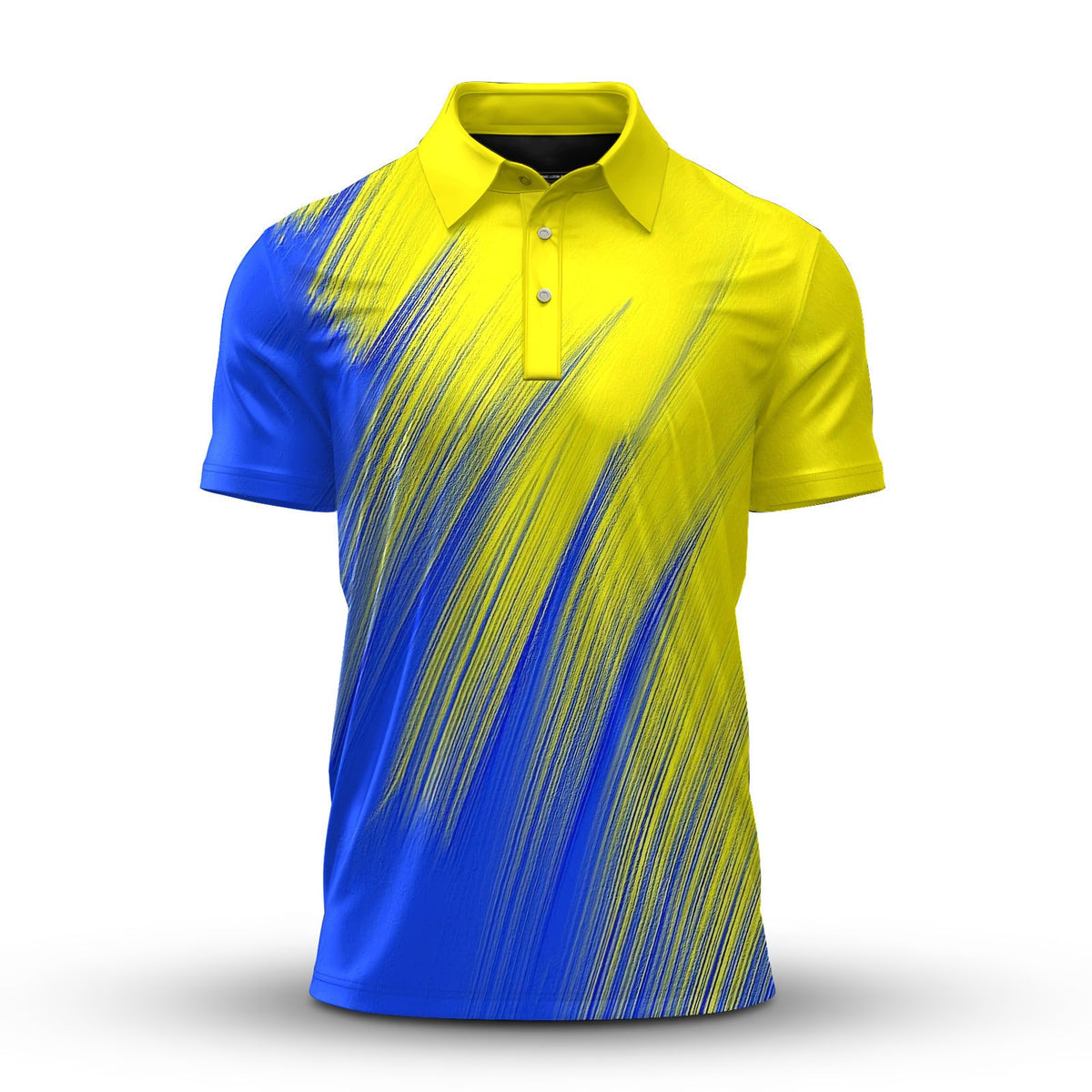 Yellow Blue Painting Men Polo Shirt