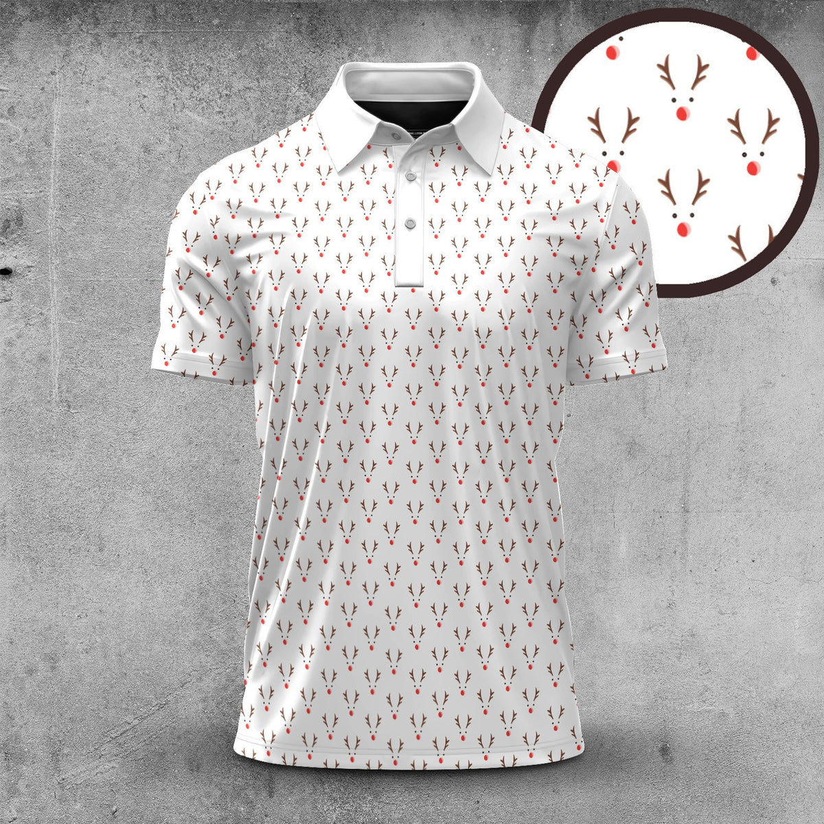 White Reindeer Men Polo Shirt