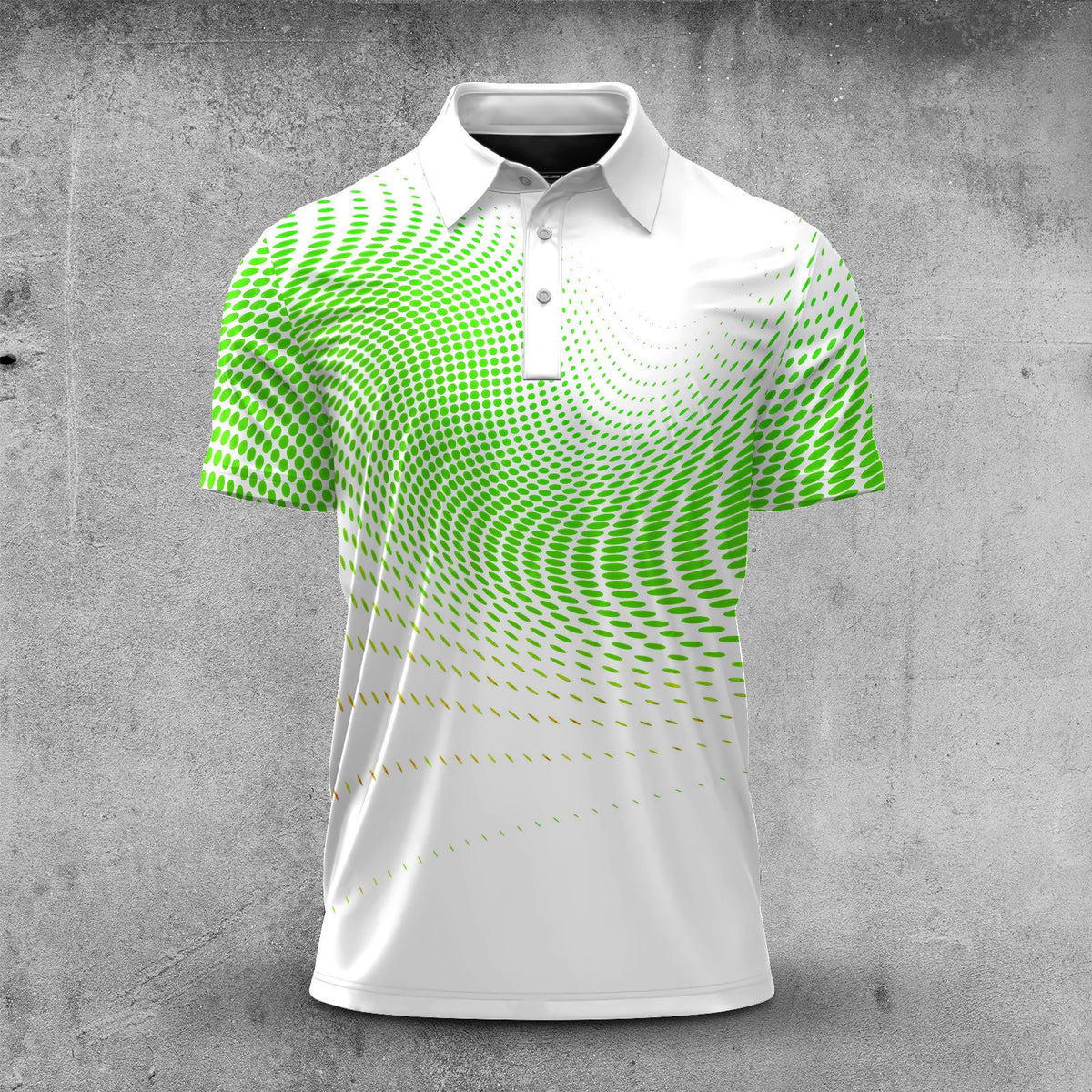 Dynamic Sporty Green Pattern Men Polo Shirt