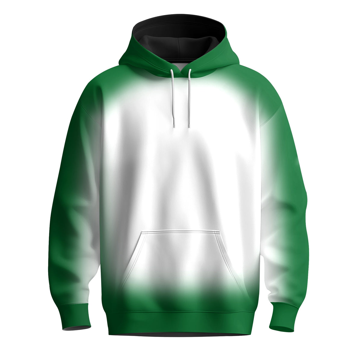 Gradient Green And White Men Hoodie