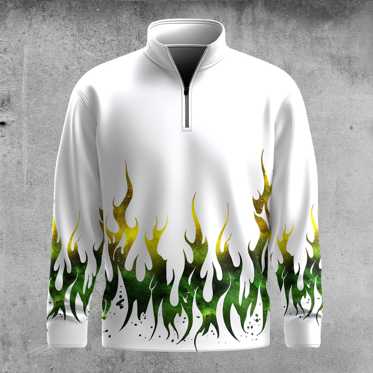 Green Yellow Fire Men Quarter-Zip Pullover