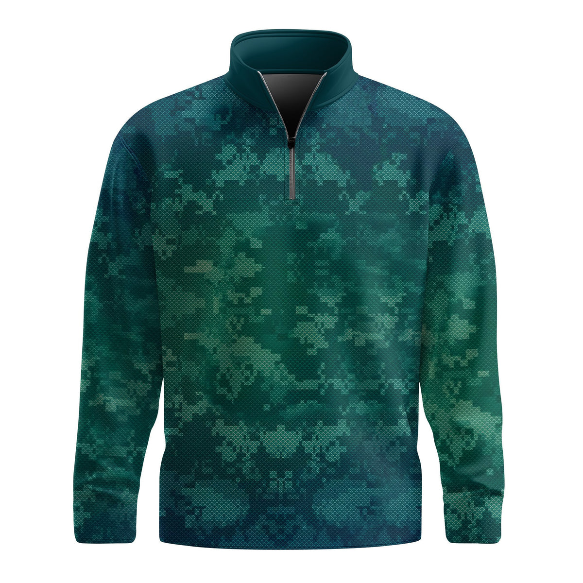 Green Pixel Camo Men Quarter-zip Pullover
