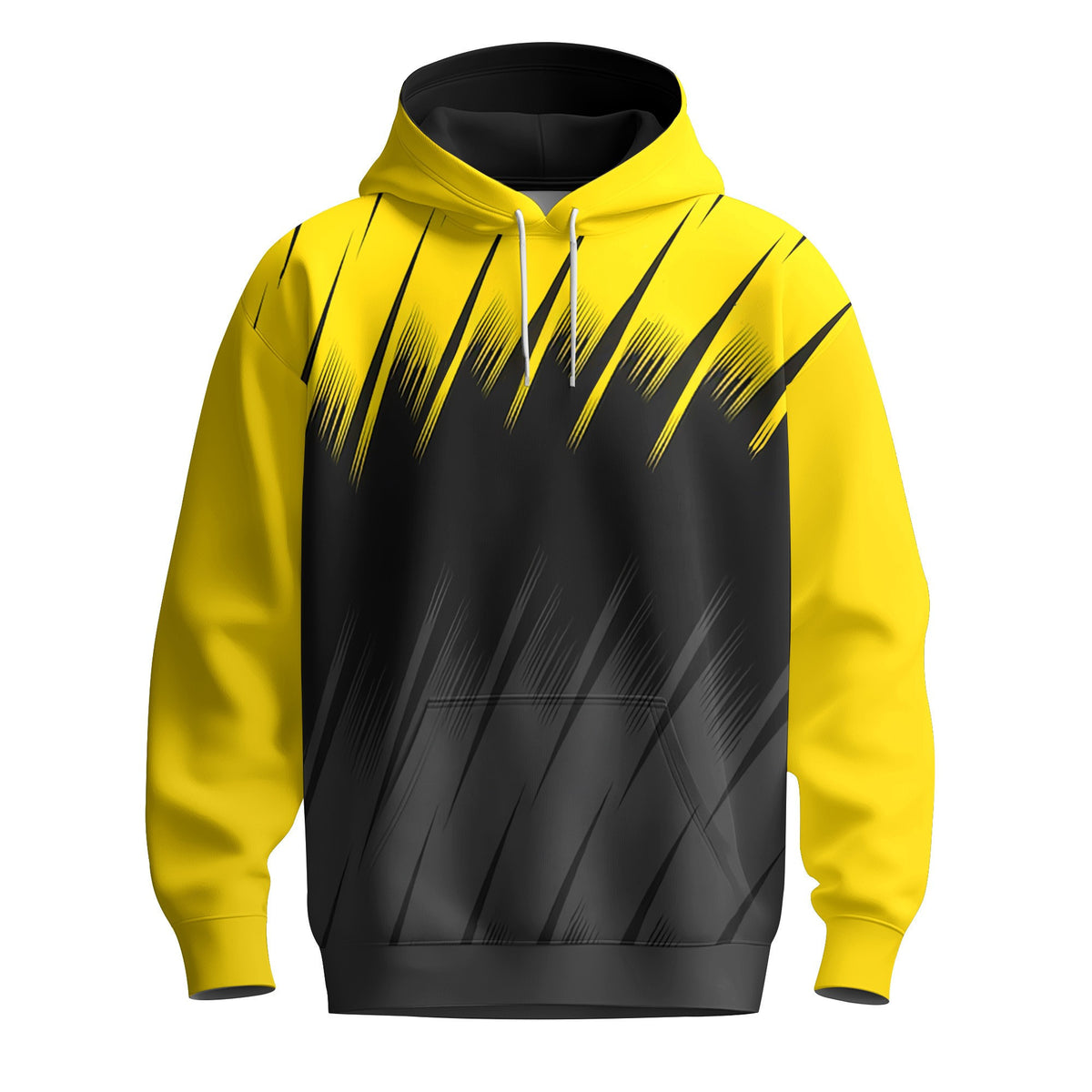 Black Yellow Sporty Pattern 2026 Men Hoodie