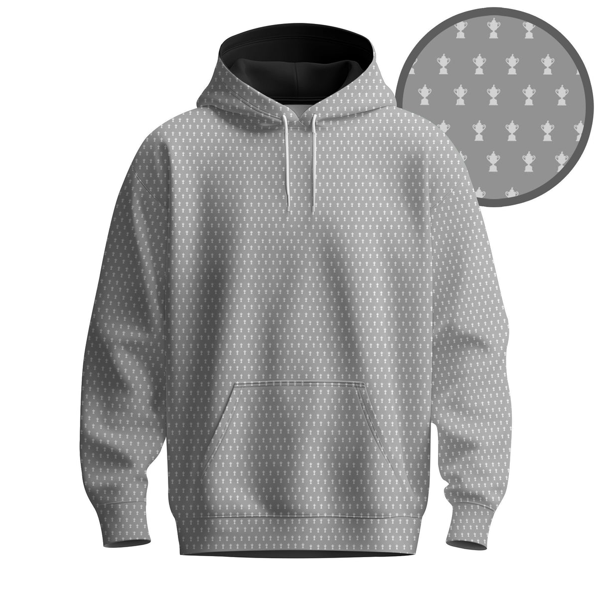 2026 Trophy Pattern Grey Men Hoodie