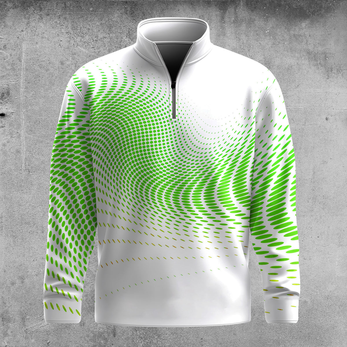 Dynamic Sporty Green Pattern Men Quarter-zip Pullover